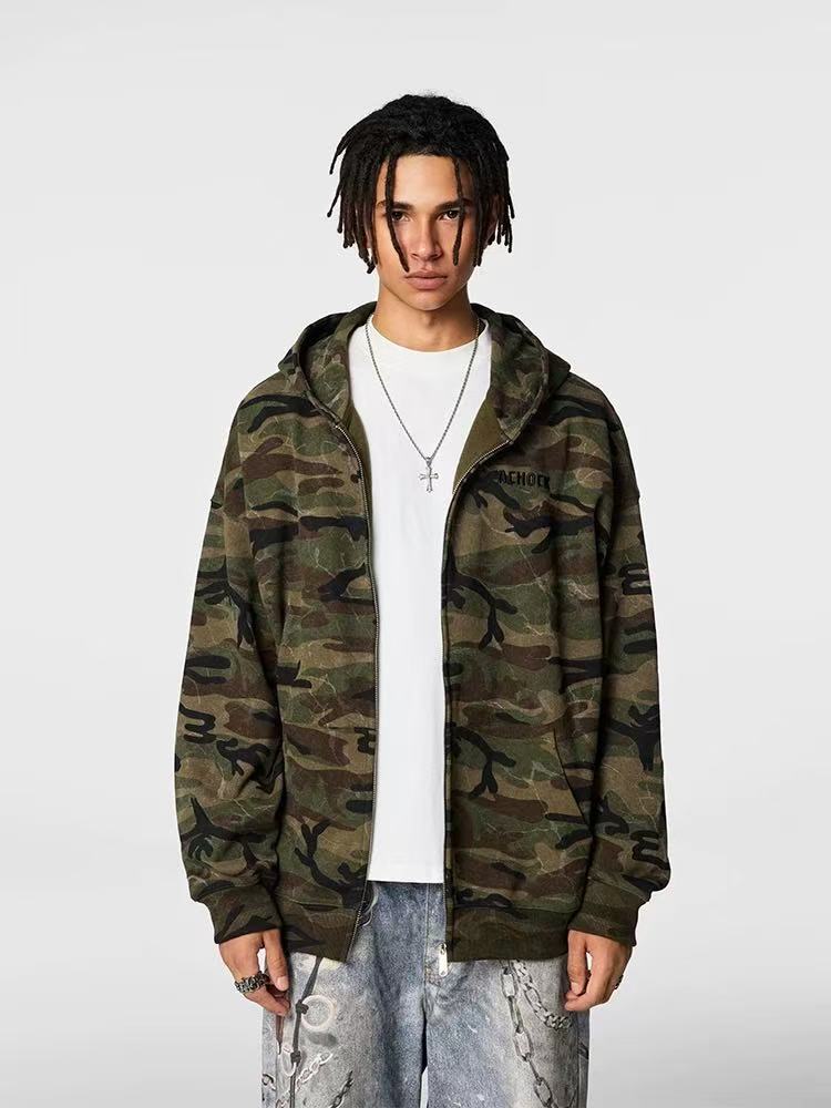 ACHOCK Camouflage Zip Up Hoodie