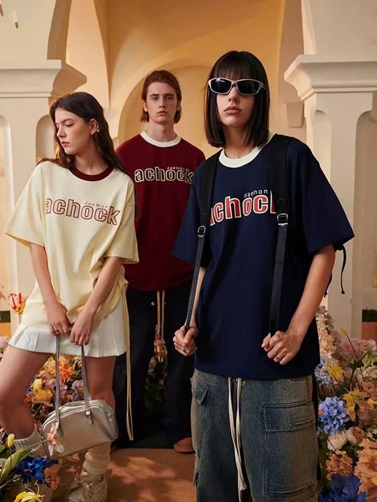 ACHOCK Suede Foam Printed Short-sleeved T-shirt