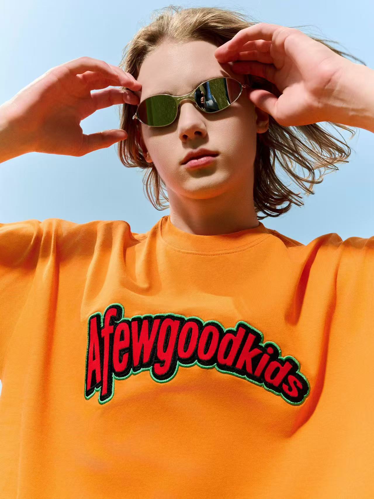 AFGK Curved Patch Embroidered Short-sleeved T-shirt