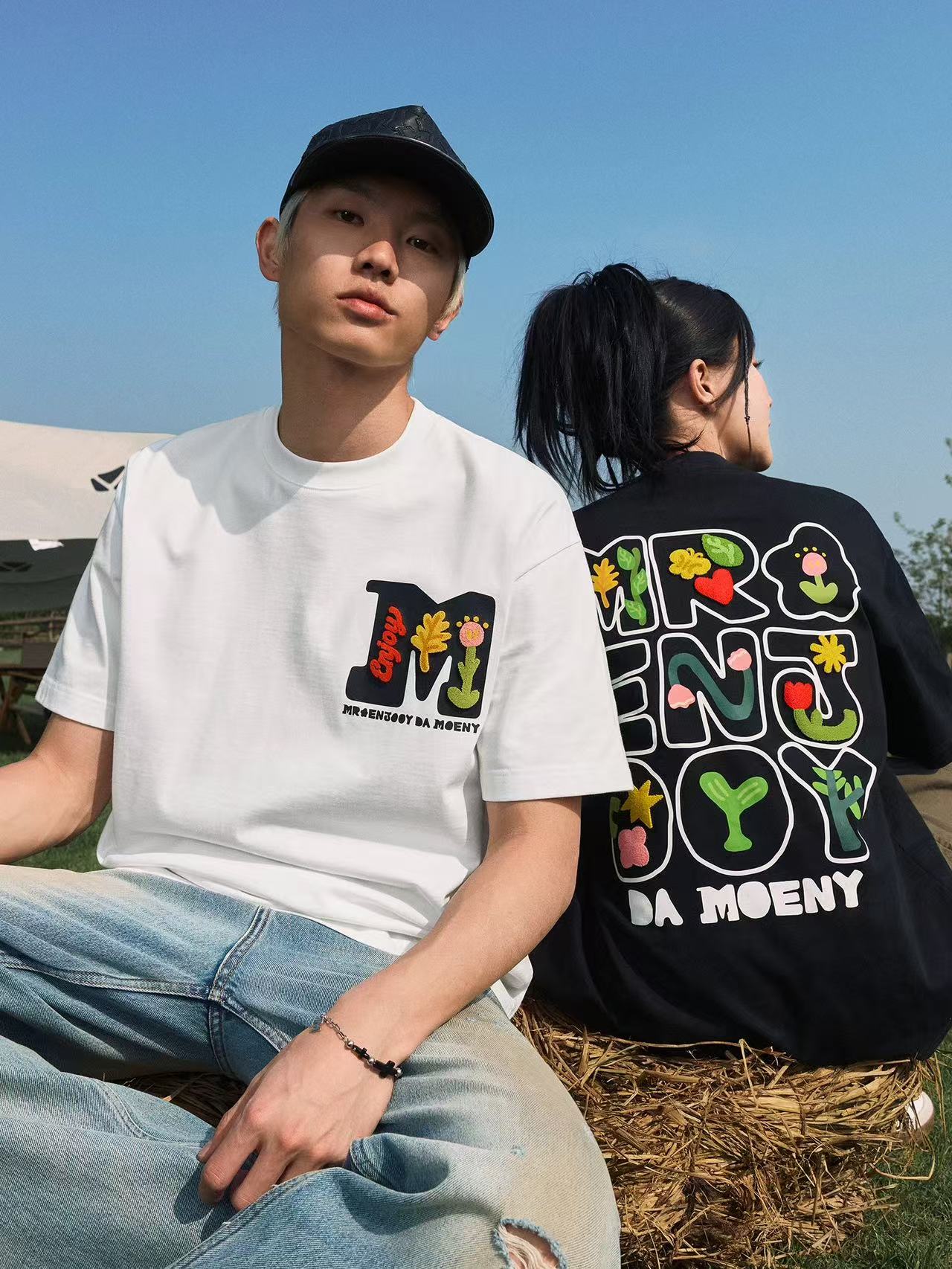 MEDM Toothbrush Embroidered Floral Short-sleeved T-shirt