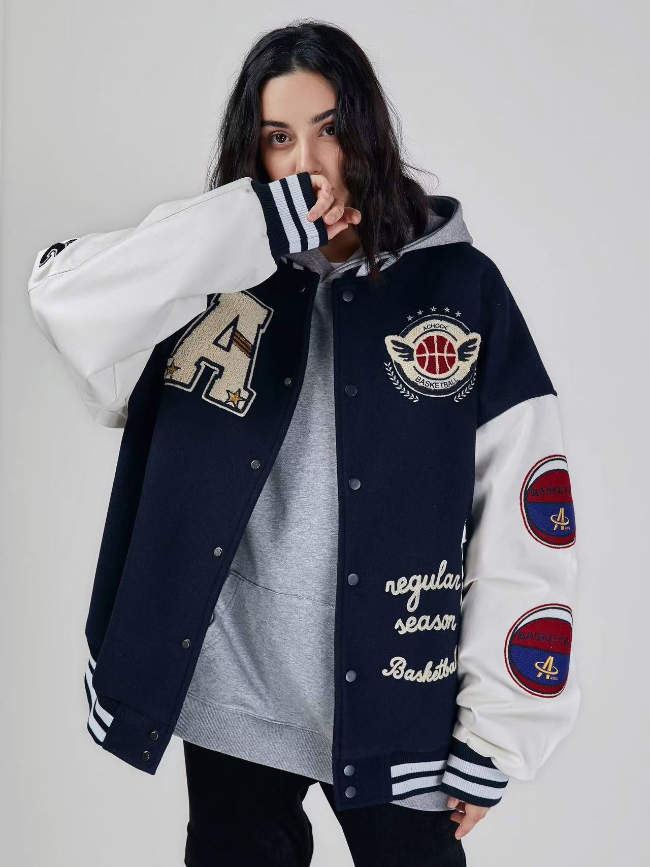 ACHOCK Alphabet Baseball Jacket