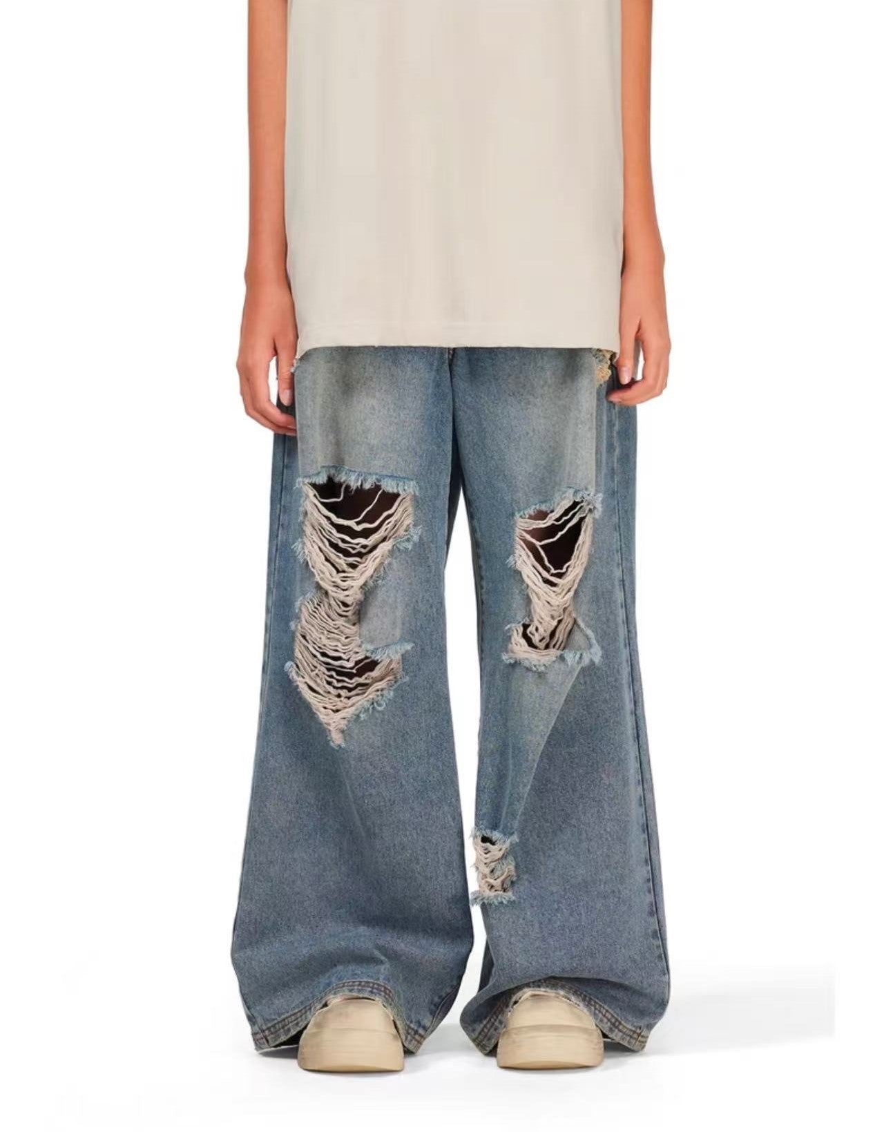 FDR Retro Distressed Ripped Jeans