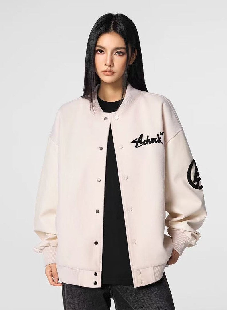 ACHOCK Retro Patchwork PU Leather Jacket