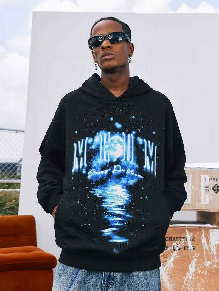 MEDM Blue Glitter Moon Reflection Hoodie