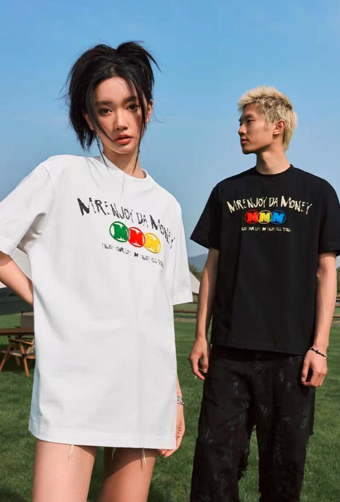 MEDM Ink Word Embroidered Short-sleeved T-shirt