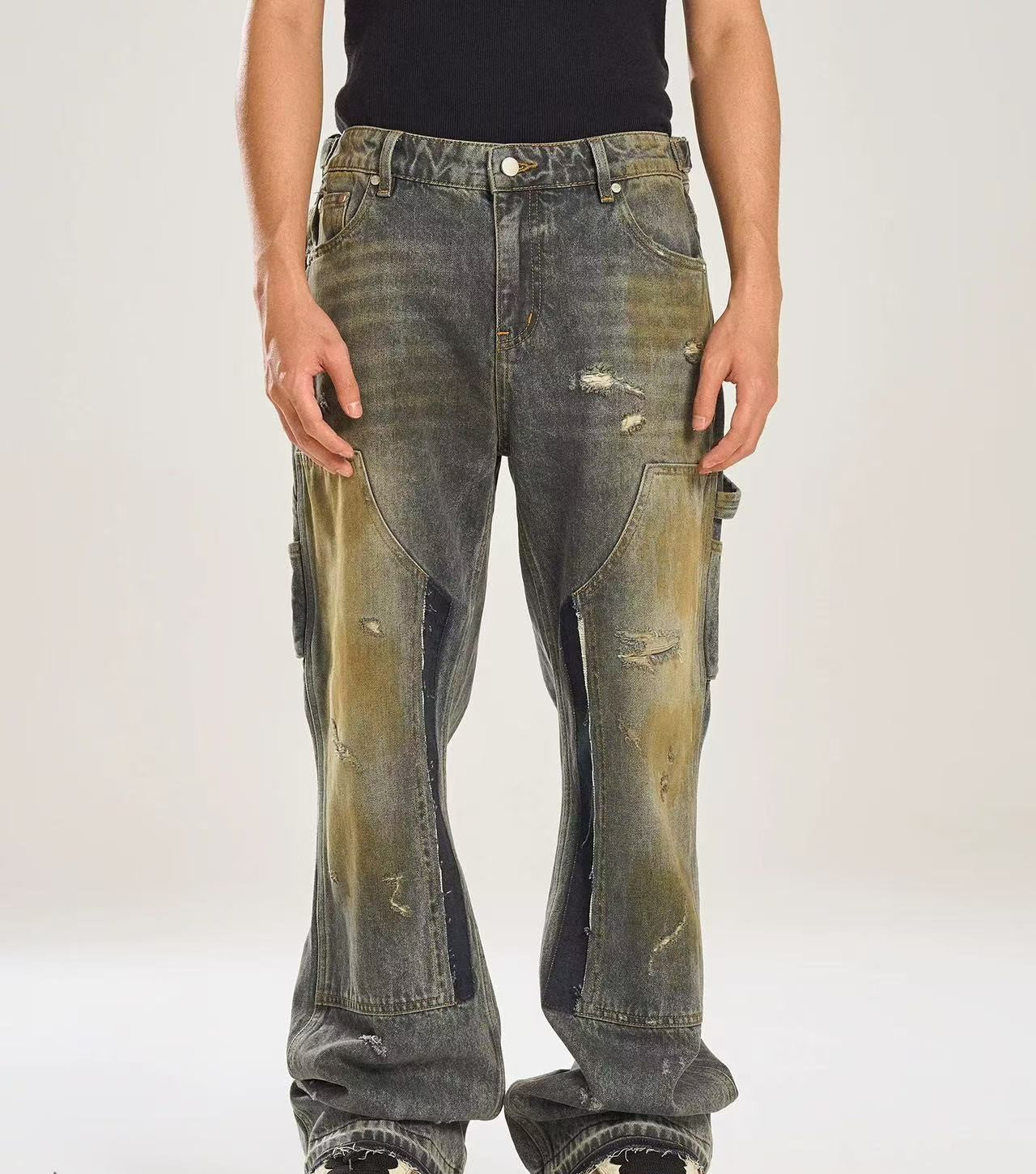 BIPOLAR Washed Dirty Blue Denim Jeans