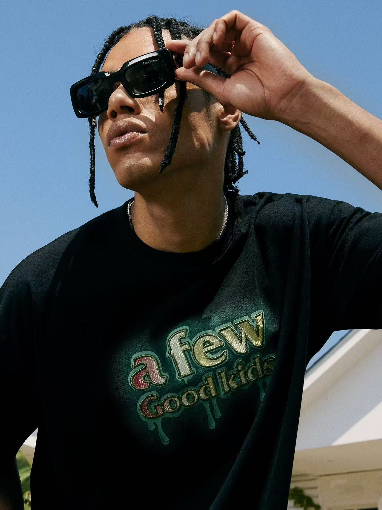 AFGK Versatile Melted Syrup Letter Short-sleeves T- shirt