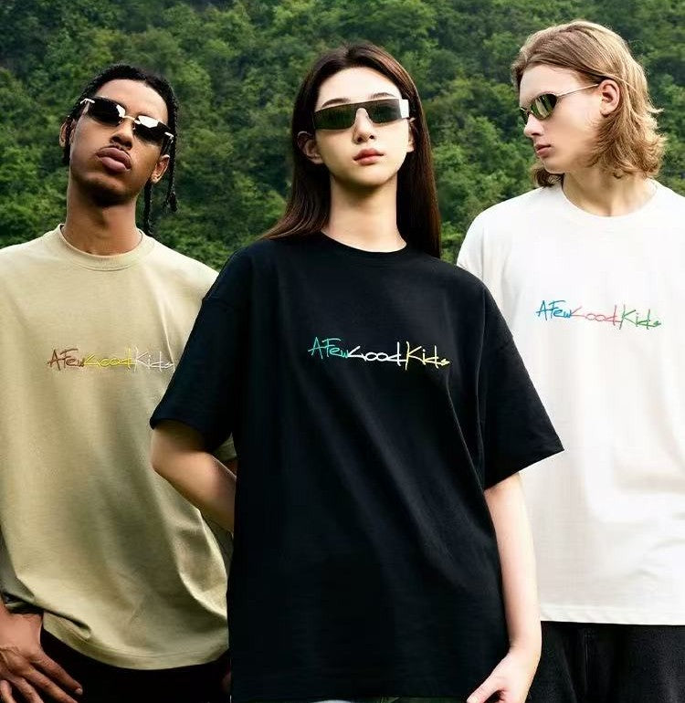 AFGK Cursive Logo Embroidered Short-sleeve T-shirt