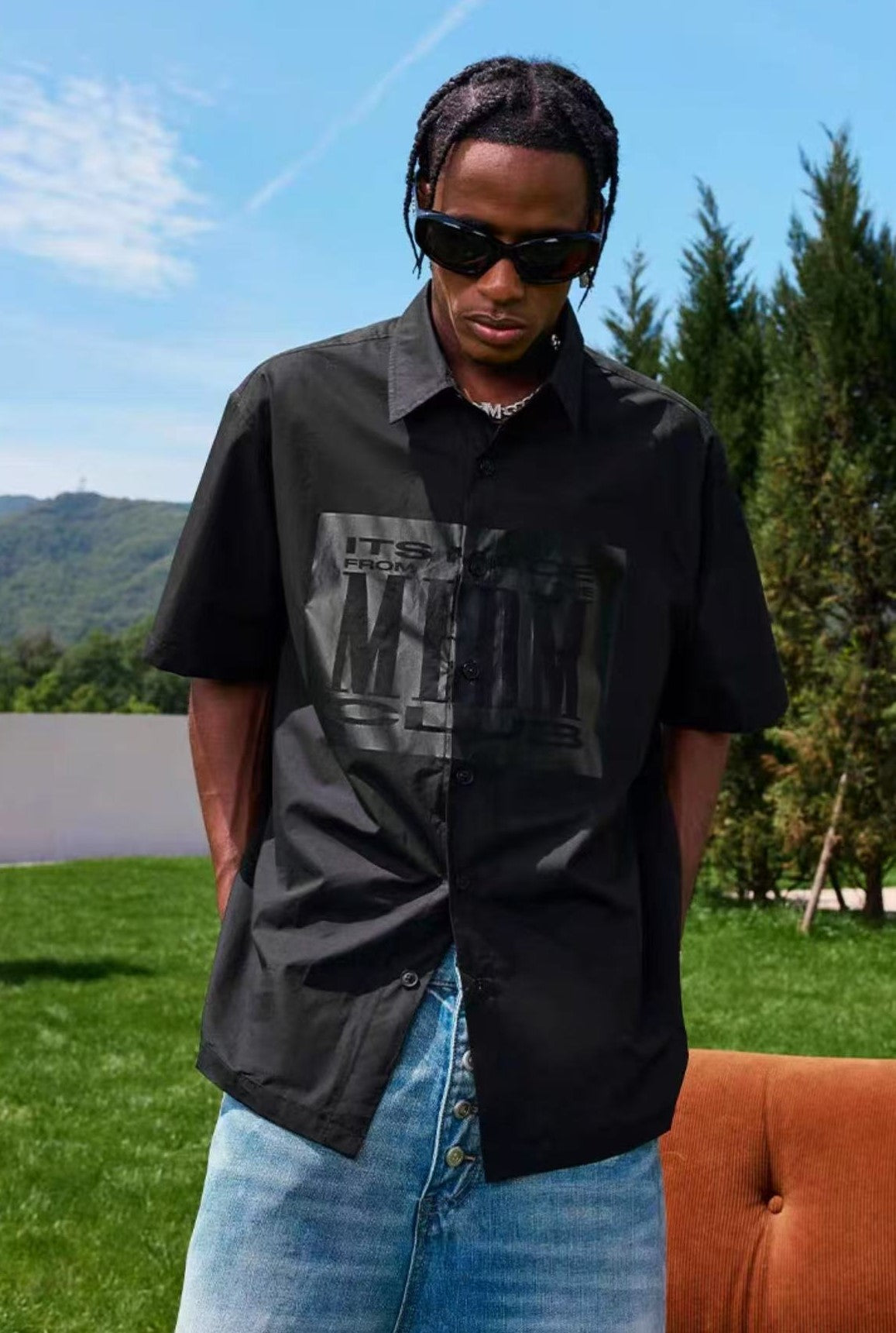 MEDM Tonal Offset Printed Short Sleeve Shirt