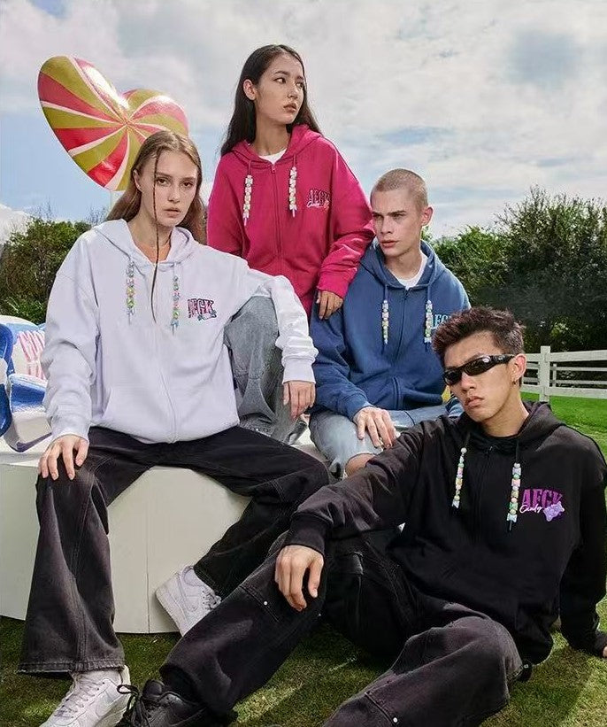 AFGK Candy Series Cardigan Hooded Sweatshirt