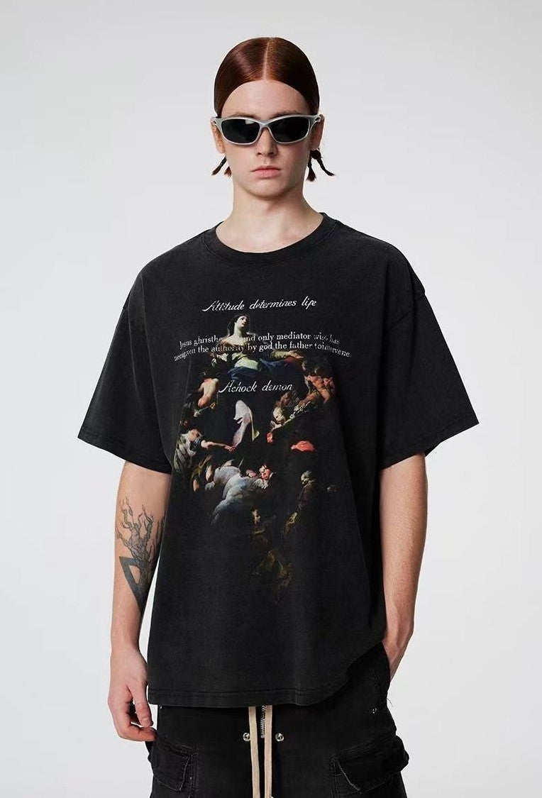 ACHOCK Retro Virgin Mary Printed T-shirt
