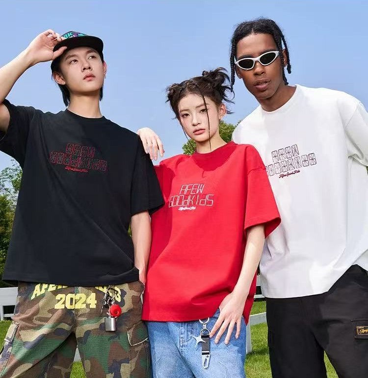 AFGK Electronic Screen Embroidery LOGO Short-sleeves T-shirt