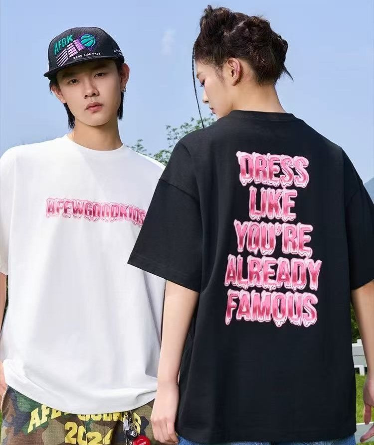 AFGK Liquid Font Printed Short-sleeved T-shirt