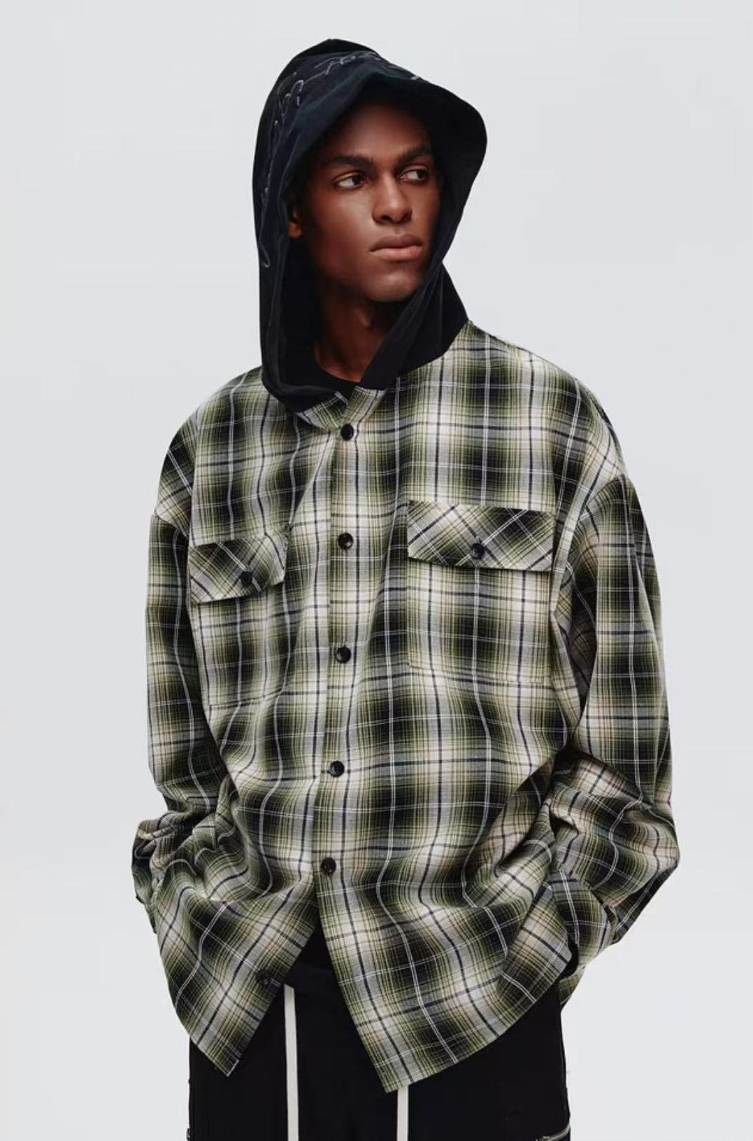 ATRY LOGO Hooded Plaid Shirt