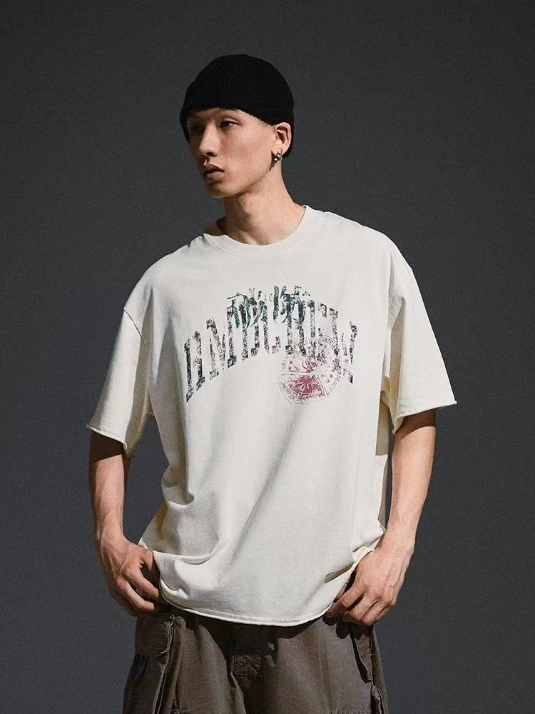 REMEDY Distressed Letter Print Short-sleeve T-shirt