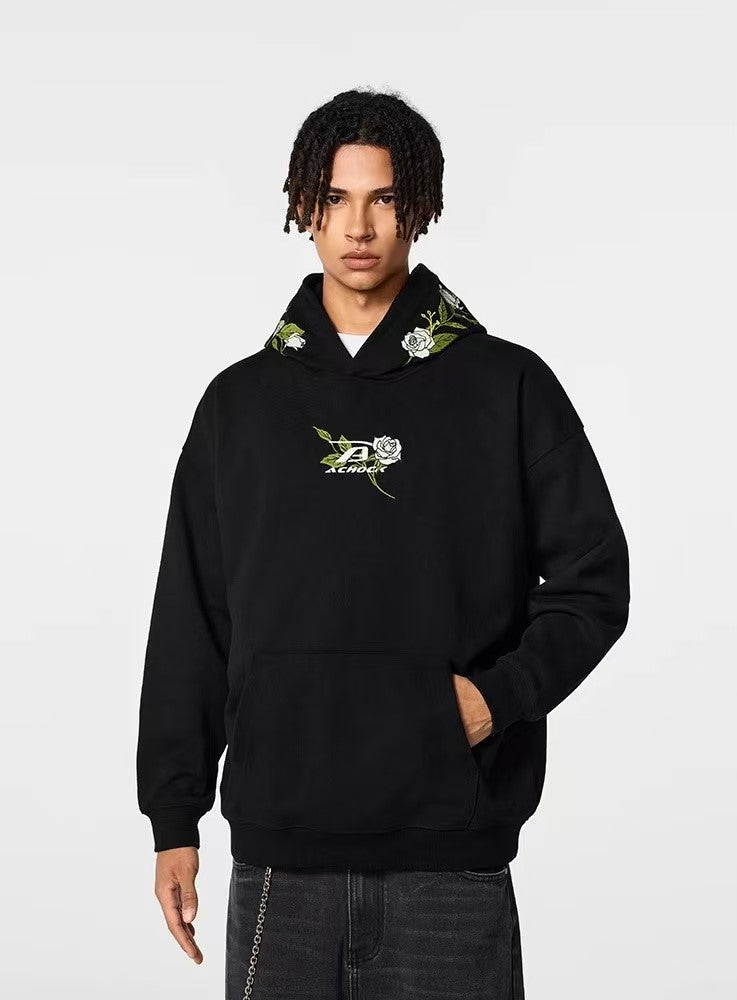 ACHOCK Floral Embroidered Retro Hoodie