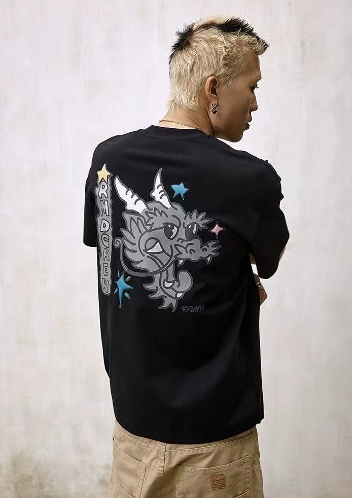 REMEDY 3M Reflective Cartoon Draagon Short-sleeve T-shirt