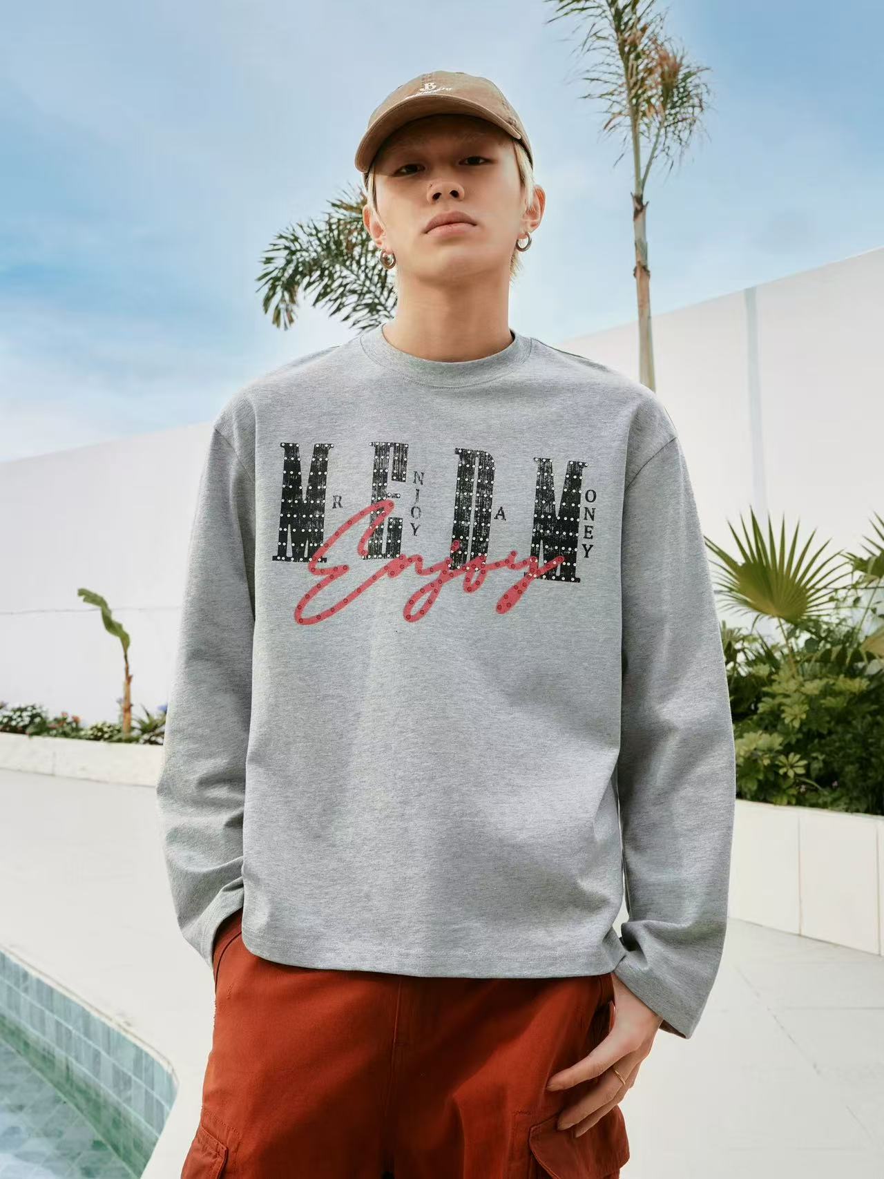 MEDM Washed Cropped Long-sleeve T-Shirt