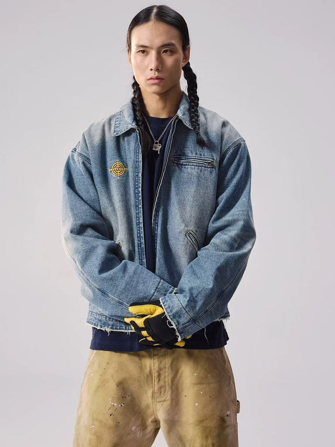 REMEDY Logo Embroidery Retro Denim Jacket