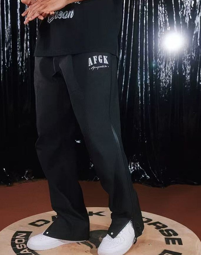AFGK Letter Logo Full Zipper Pants