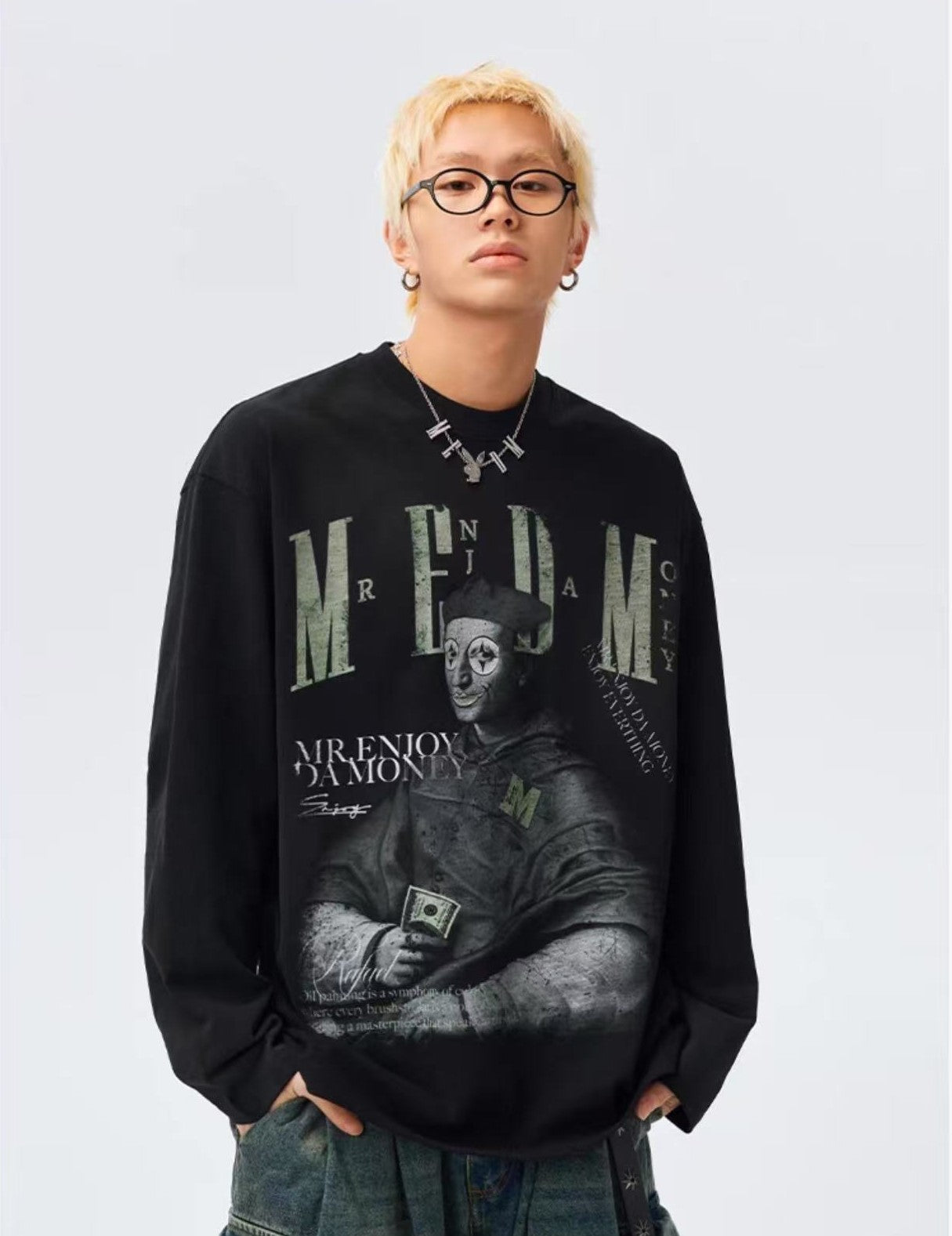 MEDM Spoof Oil Painting Long-sleeved T-shirt