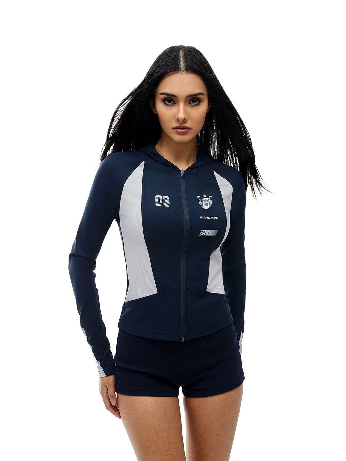 FDR Retro Contrast Patchwork Hooded Sweatshirt (For Women)