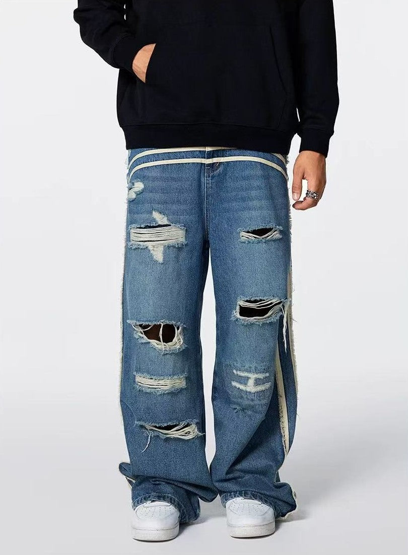 ACHOCK Washed Ripped Distressed Jeans