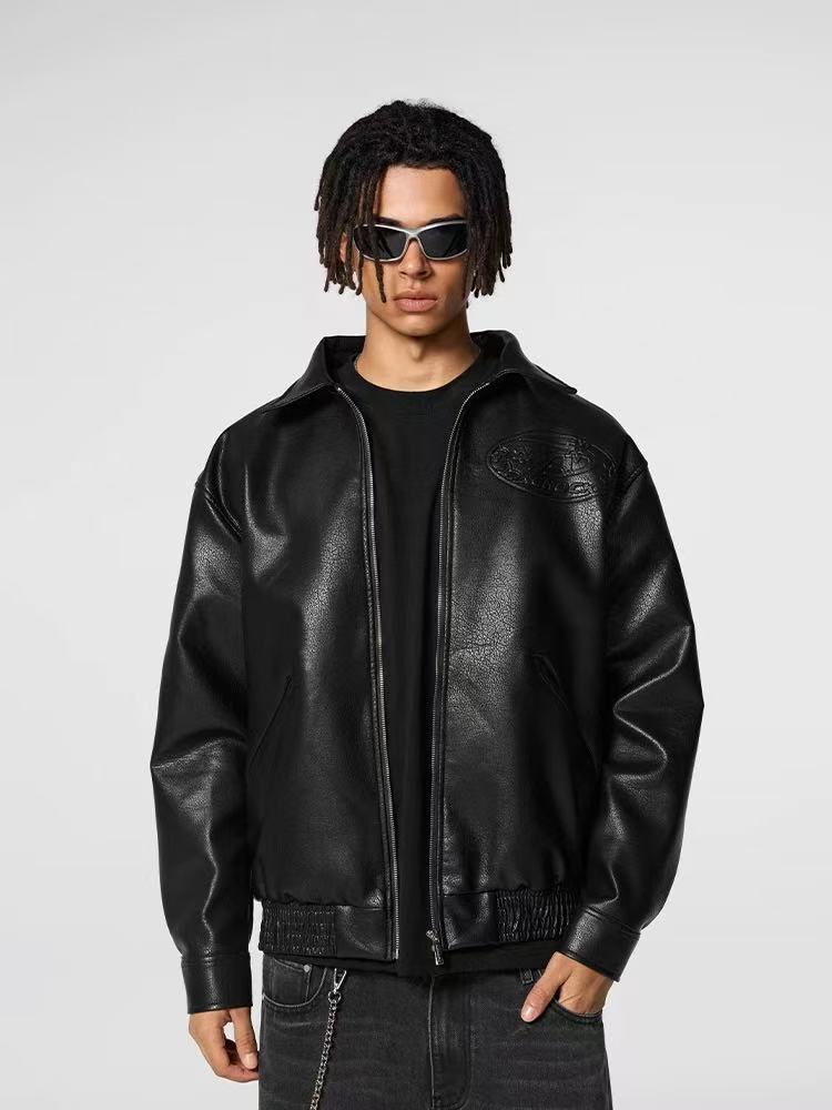 ACHOCK Heavy Steel Embossed Leather Jacket