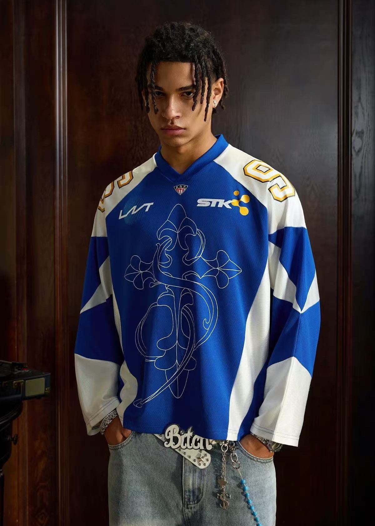 STK Color-Blocked Mesh Ice Hockey Long-Sleeve T-Shirt