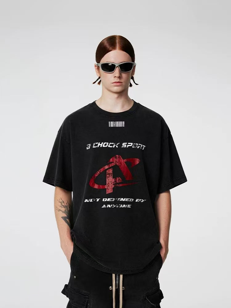 ACHOCK Heavy Washed Distressed Logo T-shirt