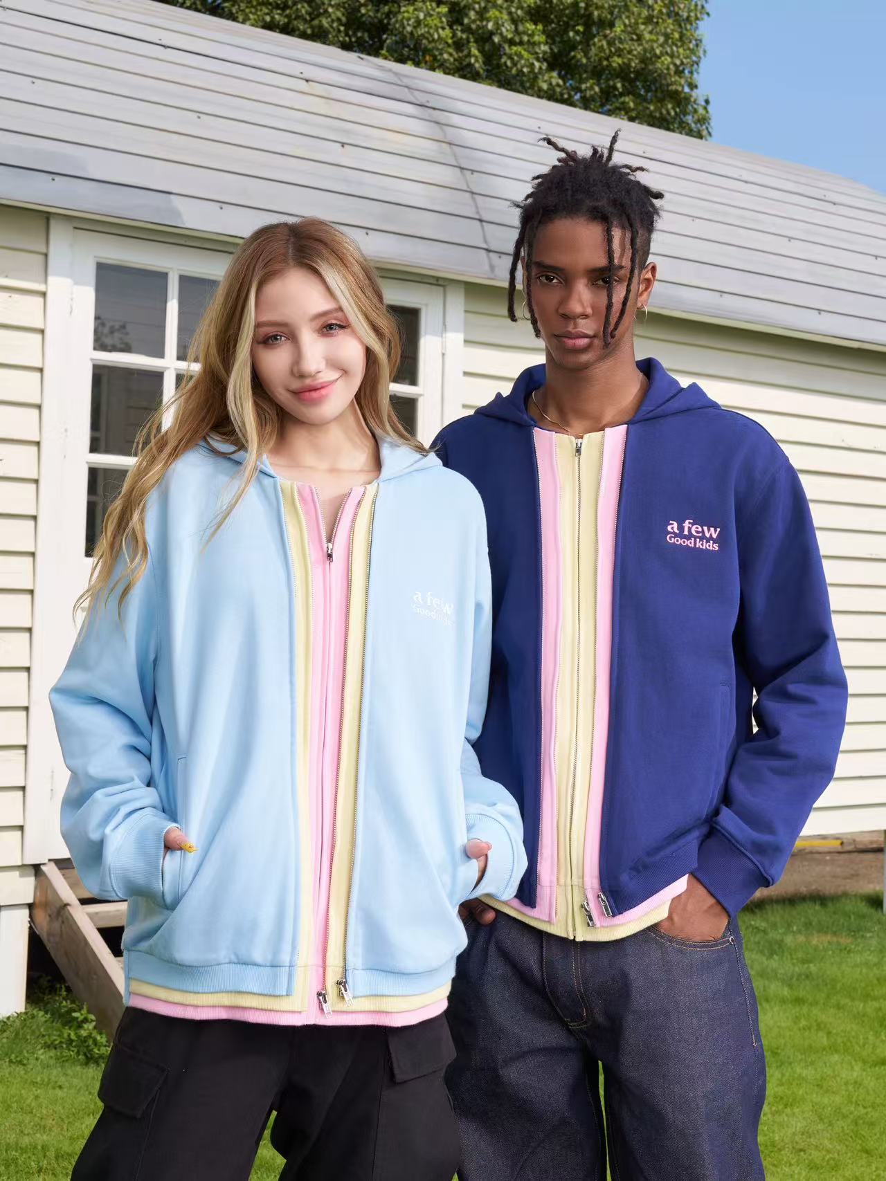 AFGK Colorful Multi Placket Cardigan Sweatshirt