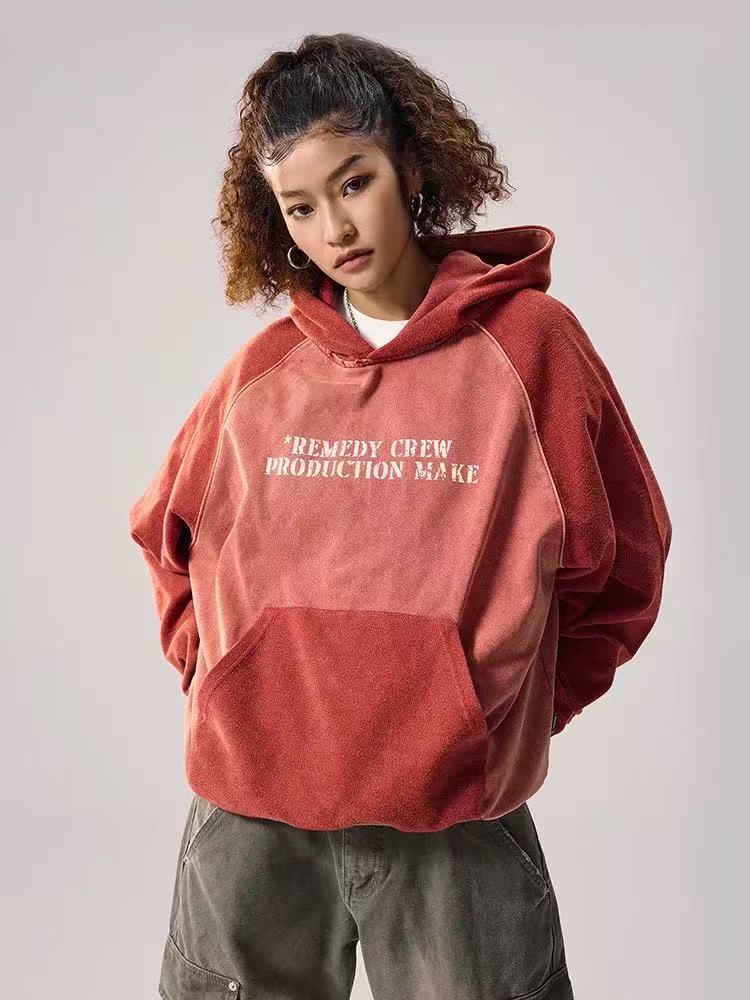 REMEDY Washed Patchwork Hoodie