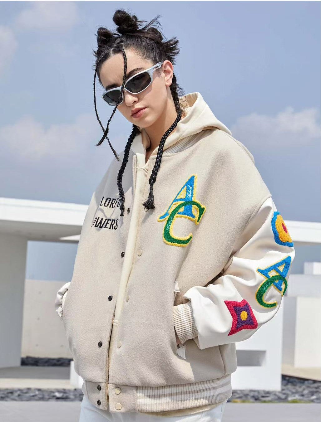 ACHOCK Floral Embroidered Designed Baseball Jacket