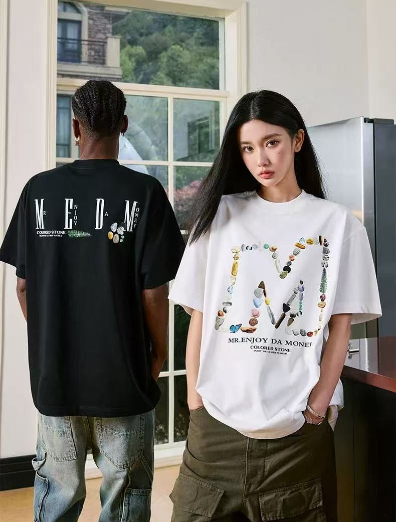MEDM Colorful Stone M Print Short-sleeve T-Shirt