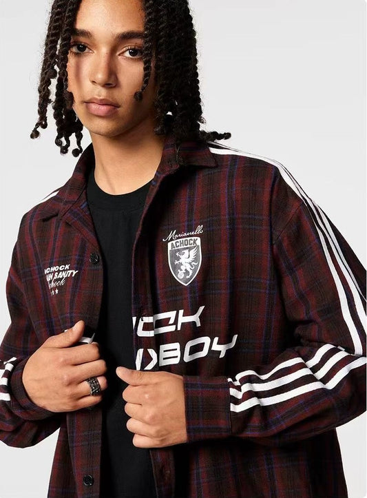 ACHOCK Striped Patchwork Long-sleeved Shirt