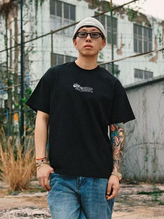 REMEDYxSTA Cartoon Dragon Print Short-sleeve T-shirt