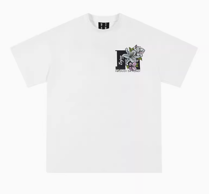 MEDM Flowers Blooming 3D Embroidered LOGO Short-sleeve T-shirt