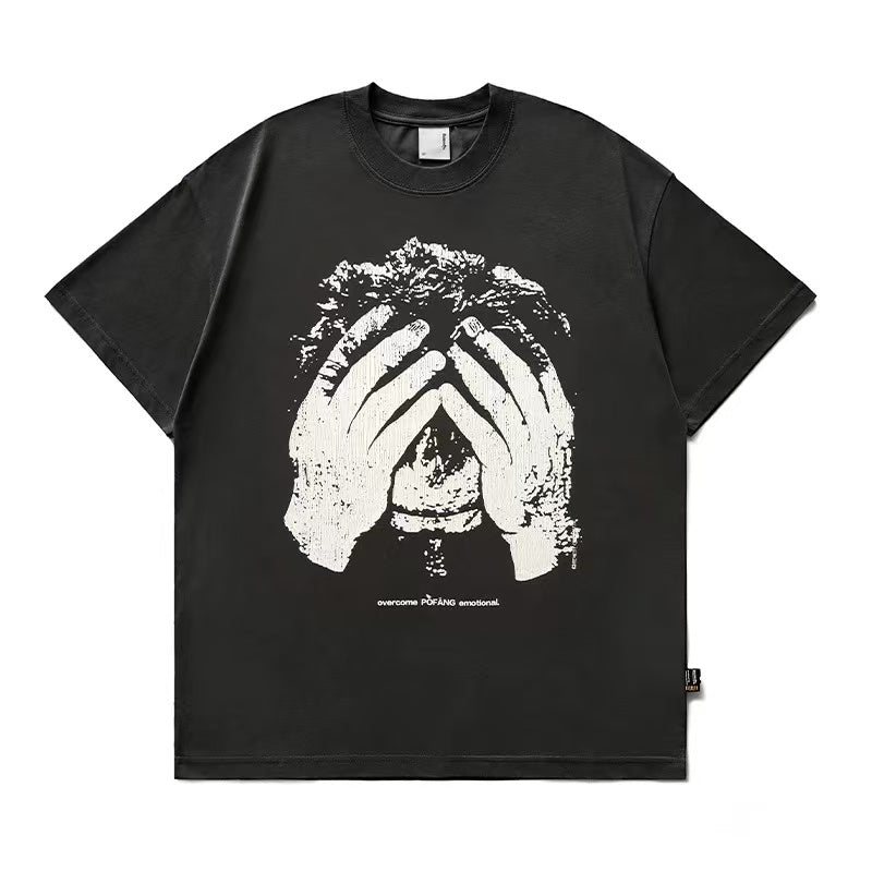 REMEDY Portrait Crackle Print Short-sleeved T-shirt