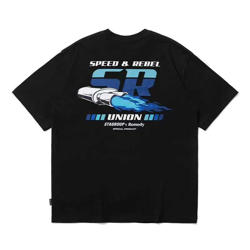 REMEDYxSTA SR Car Engine Printed Short-sleeve T-shirt