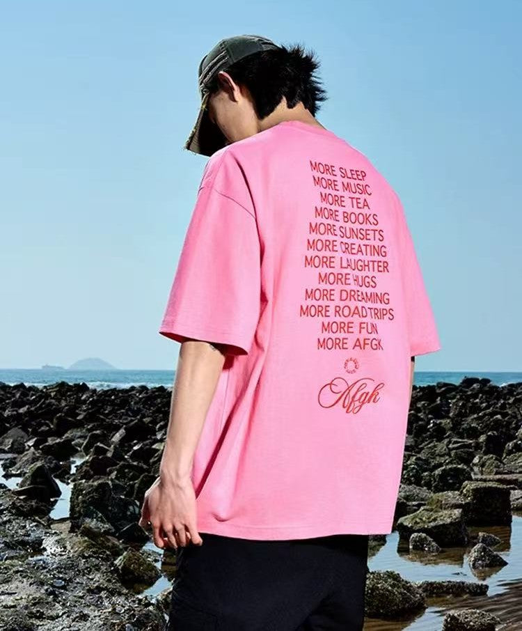 AFGK Slogan Letter Print Short-sleeved T-shirt