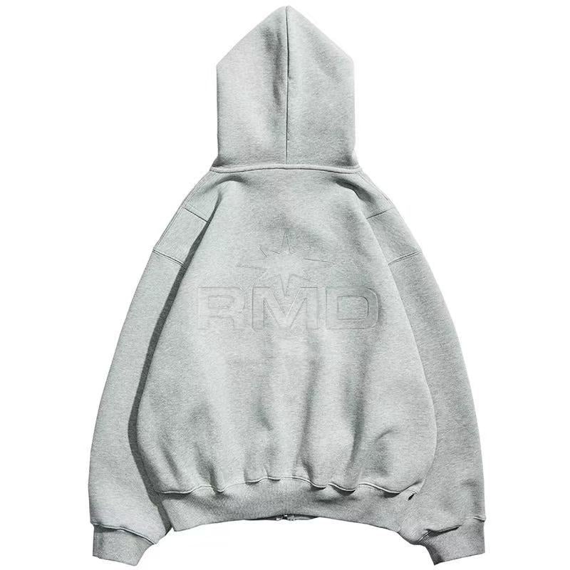 REMEDY Octagram Star Logo Print Hooded Zipper Sweatshirt