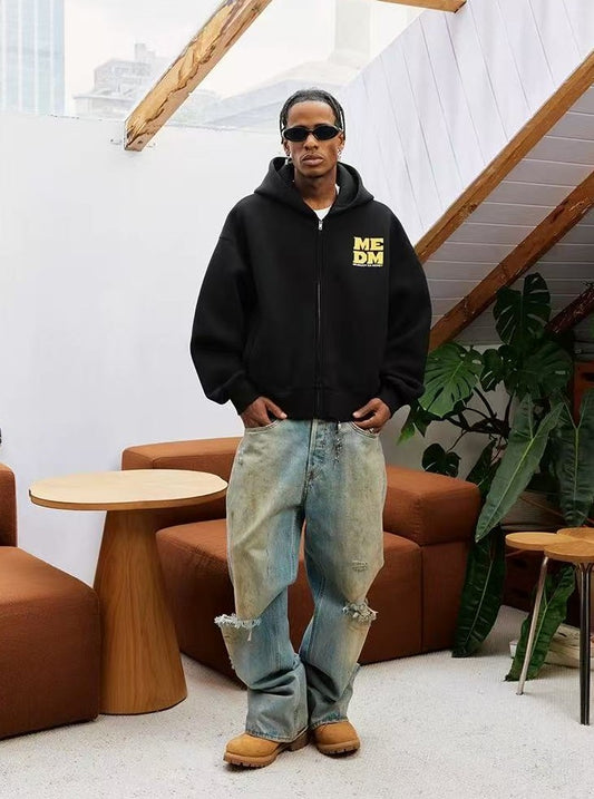 MEDM Four-letter Logo Air Layer Zipper Sweatshirt