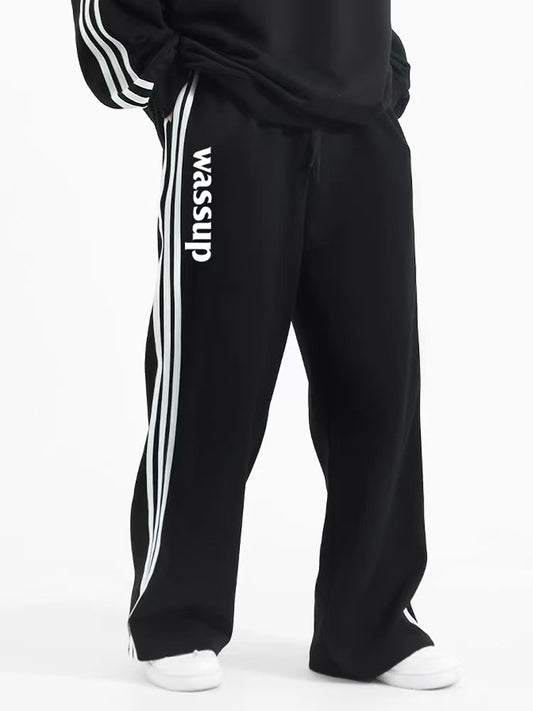 WASSUP Color Matching Wide Leg Track Pants