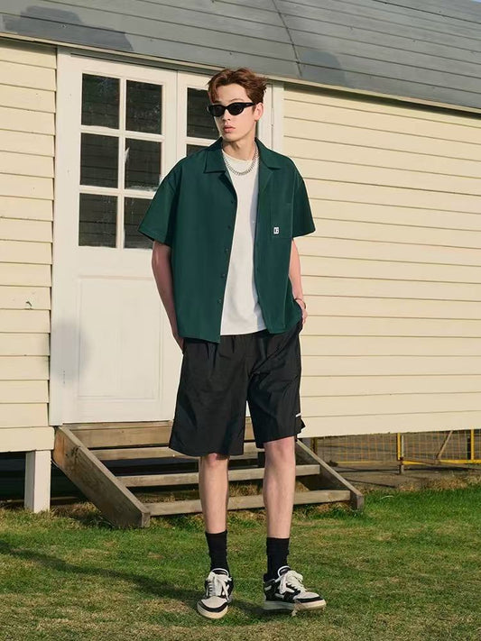 ICONSLAB Cuban Collar C-label short-sleeved Shirt