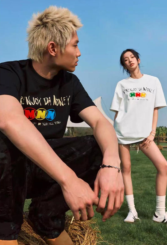 MEDM Ink Word Embroidered Short-sleeved T-shirt