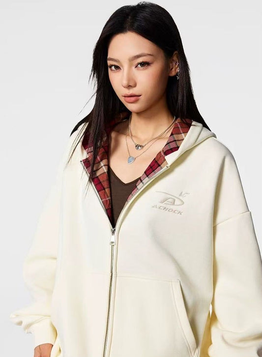 ACHOCK Logo Embroidery Zipper Hoodie