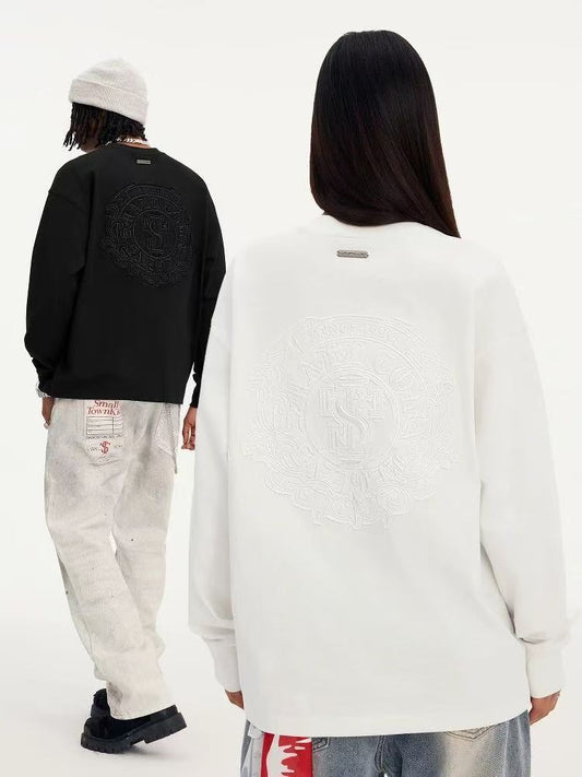 STK Vintage Circular Applique Embroidered Long-Sleeve T-Shirt