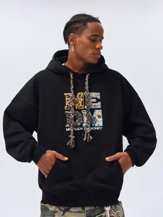 MEDM Bohemian Style Pattern fill Braided Hoodie