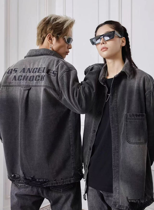 ACHOCK Retro Distressed Denim Jacket