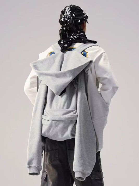 REMEDY Logo Print Hooded Backpack Sweatshirt